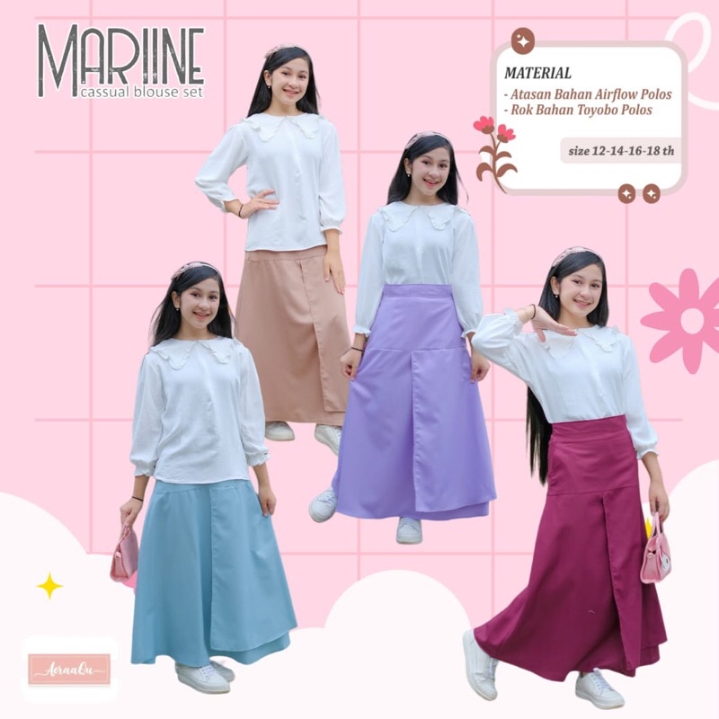 Mariine set rok anak/ baju anak/gamis anak/ pakaian anak/ ori by Aeraaqu