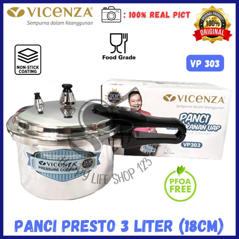 Panci Presto 3 Liter Vicenza / Presto 3 Liter Vicenza / Pressure Cooker 3 Liter Vicenza