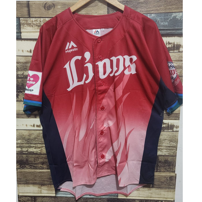 Jersey Baseball LIONS Fire Motif Majestic Original ( Size L  )