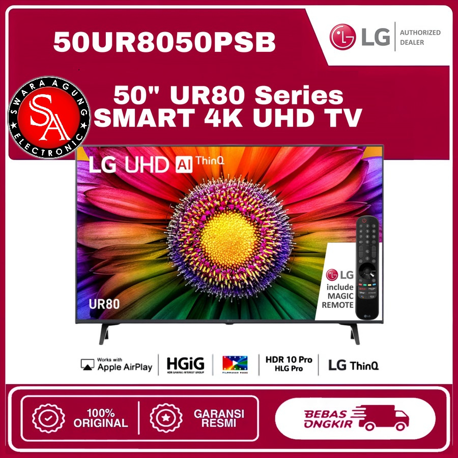 Led UHD 4K Smart TV 50 Inch LG Type : 50UR8050 (Khusus Medan)