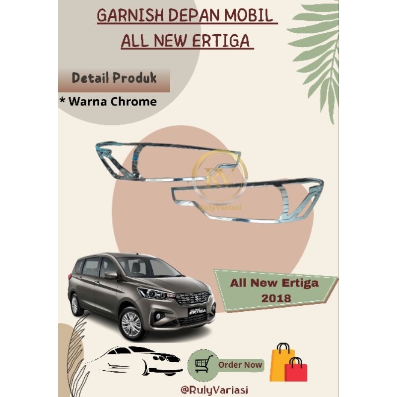 Garnish Cover Lampu List Lampu Depan Mobil Ertiga 2018 Chrome