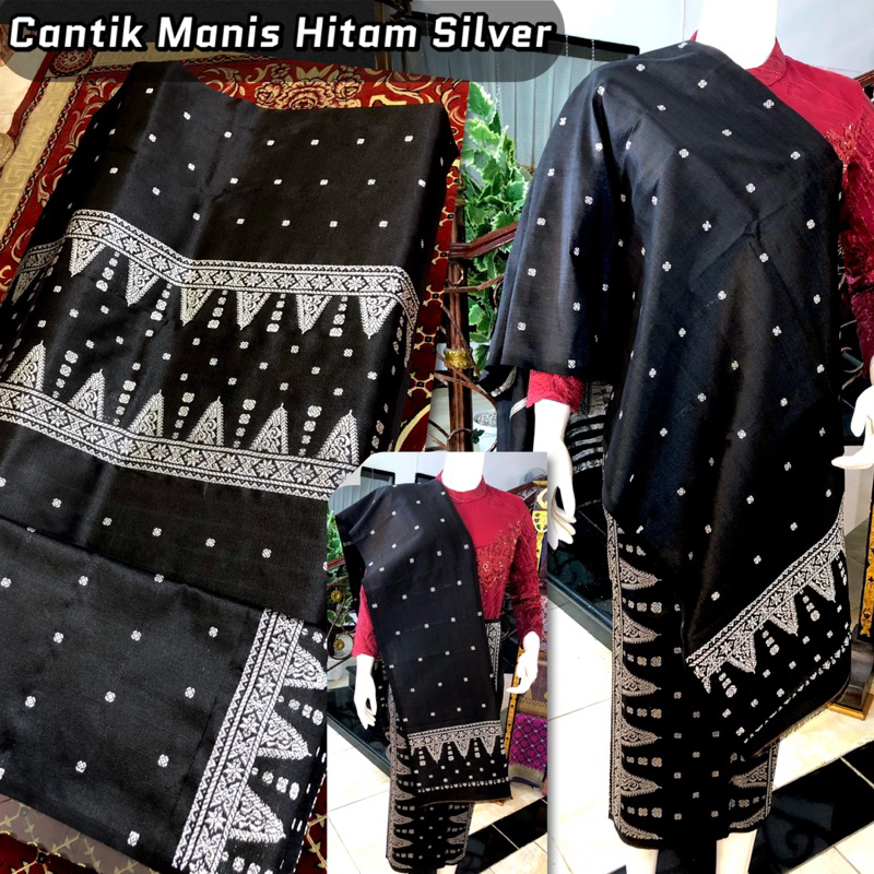 Songket Tenun Cantik Manis Polos Hitam  /songket tenun asli palembang /ilham songket palembang