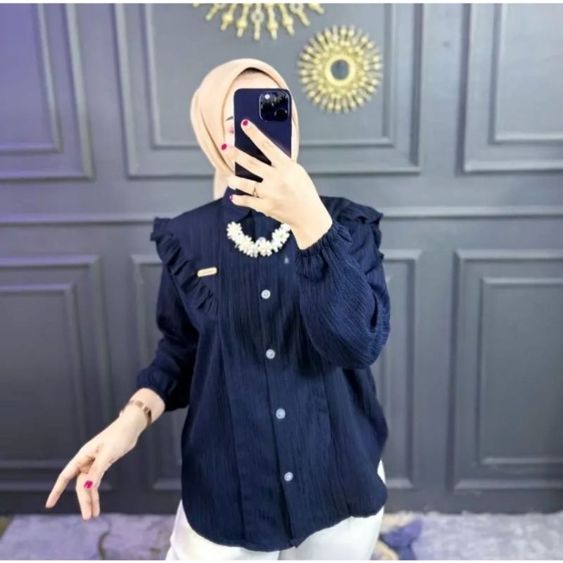 Inara Blouse Wanita Korea Style Blouse Kantor crinkle terbaru