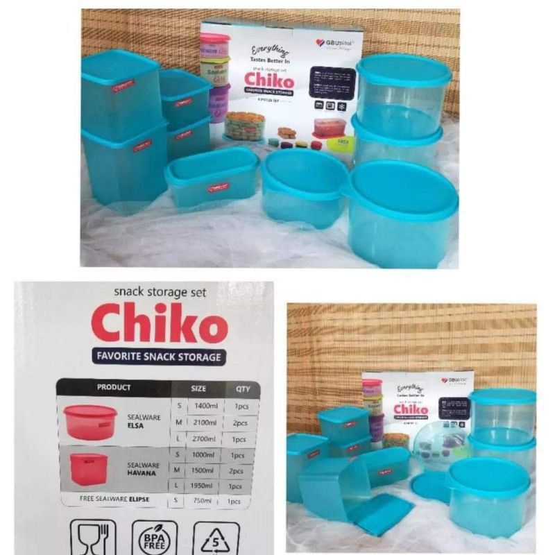 Toples Set Chiko 8+1 Sealware Snack Storage GBU/ Toples Snack Set /Toples Kado Pernikahan