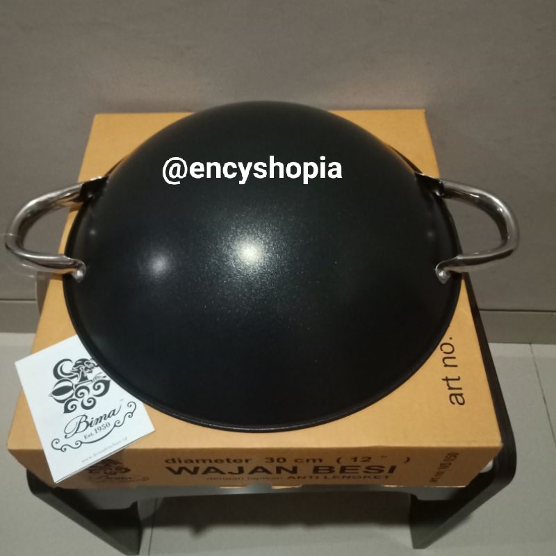Wajan Bima Besi Baja Anti Lengket 26-40cm Gratis Sutil Kayu
