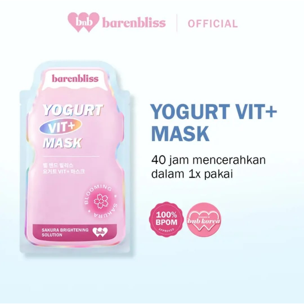 BNB barenbliss Yogurt Vit+ Mask - Calming Sheet Mask Korea Essence Serum Masker Wajah Skincare 25ml