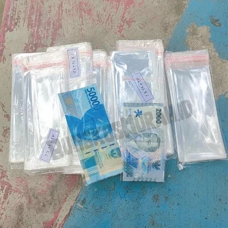 

(isi 100 lembar) Plastik OPP 7x15 Premium || Plastik Uang || Money Bouquet