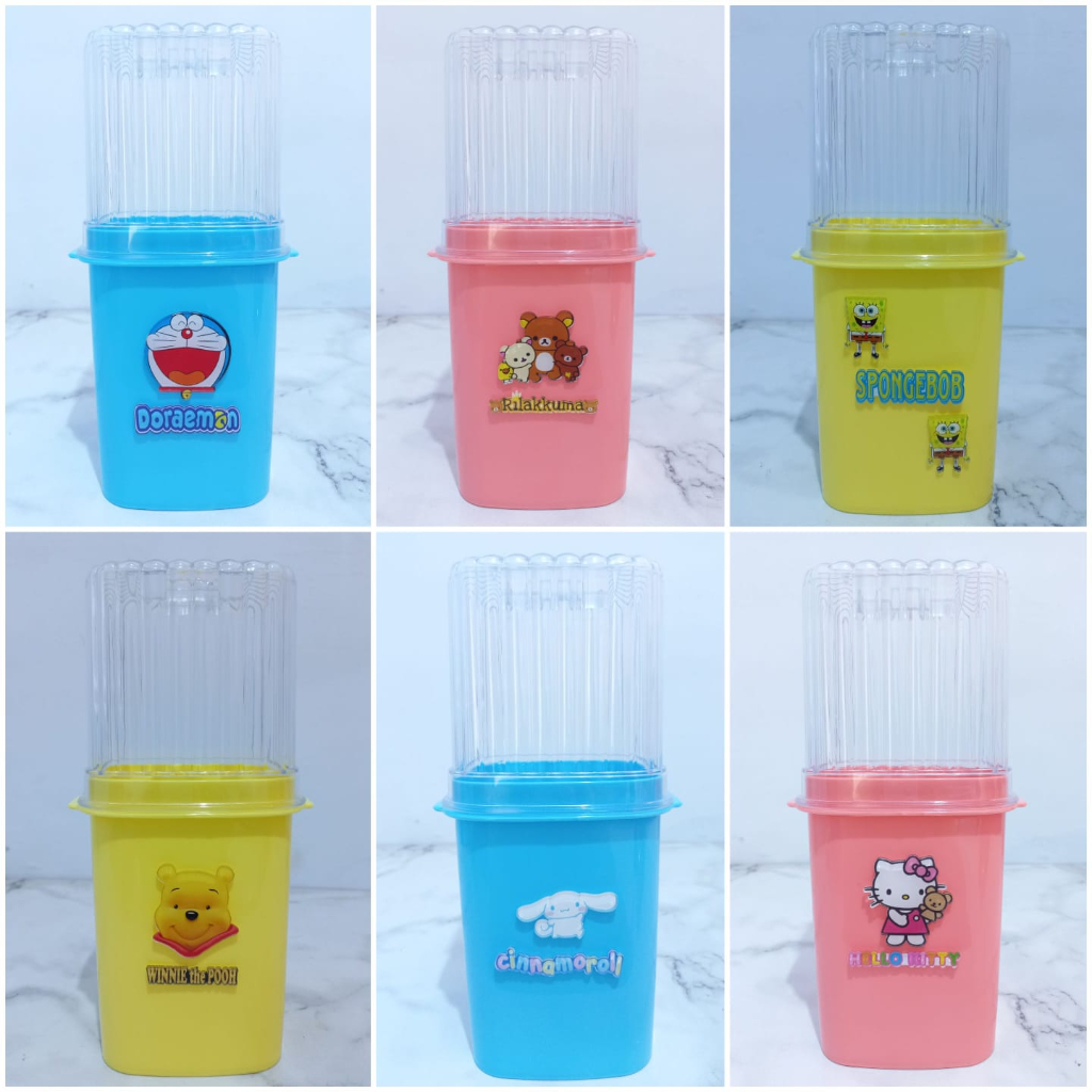 TEMPAT SENDOK PLASTIK DORAEMON HELLO KITTY SPONGEBOB MY MELODY RILAKKUMA CINNAMOROLL POMPOMPURIN DON