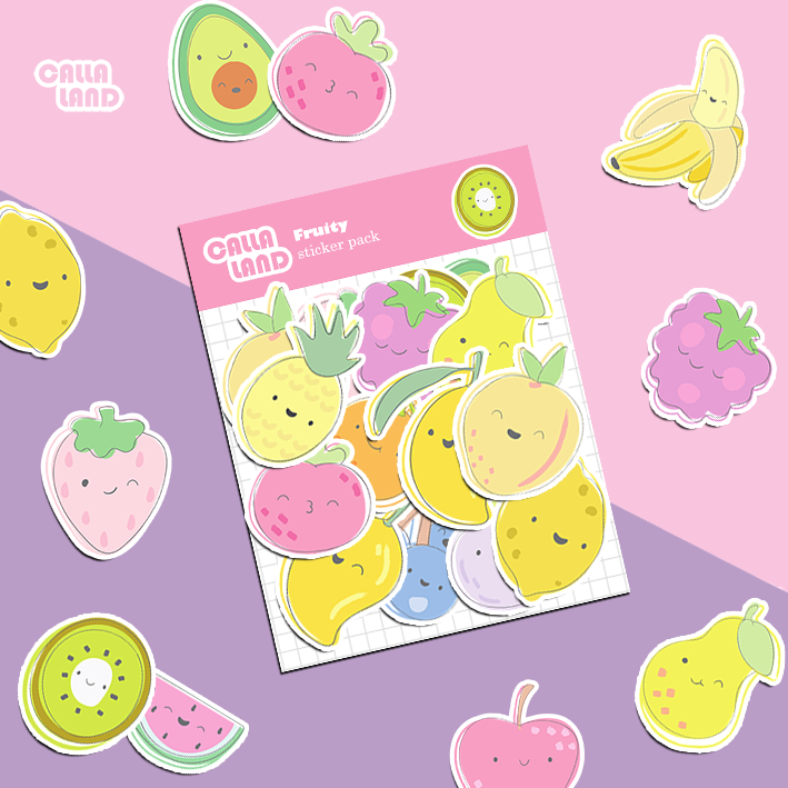 

Calla Land 20Pcs Sticker Pack Bentuk [FRUITY] Buah Aesthetic for Bullet Journal Decoration Planer Diary Scrapbook DIY Gift