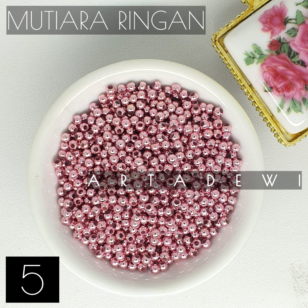 MR12 | 10 gram mutiara ringan KW1 Jepang metalik 3mm 4mm 6mm jahit metalik MR1243, MR1244, MR1246