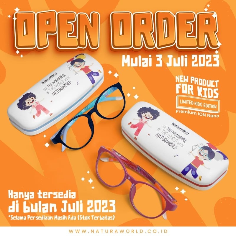 LIMITED EDITION. 1 pc Kacamata Premium Ion Nano KIDS. NATURAWORLD. Col.PINk & BLUE.