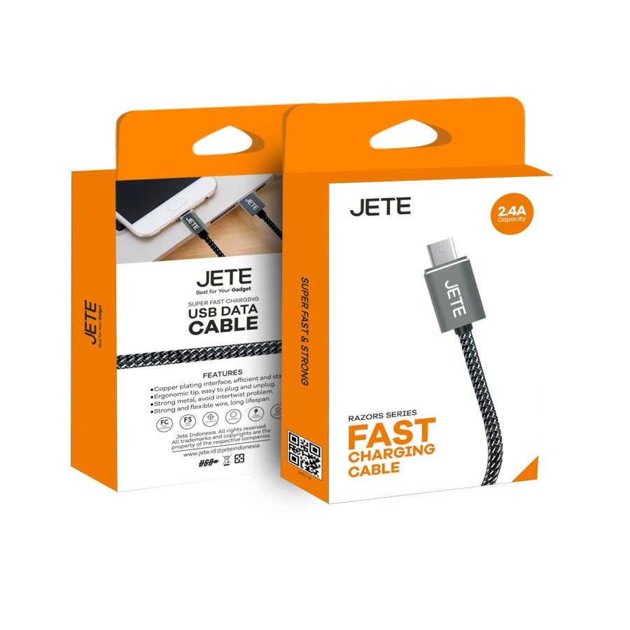 Kabel Data Lightning JETE RAZORS 2.4A Fast Charging - Garansi Resmi 2 Tahun