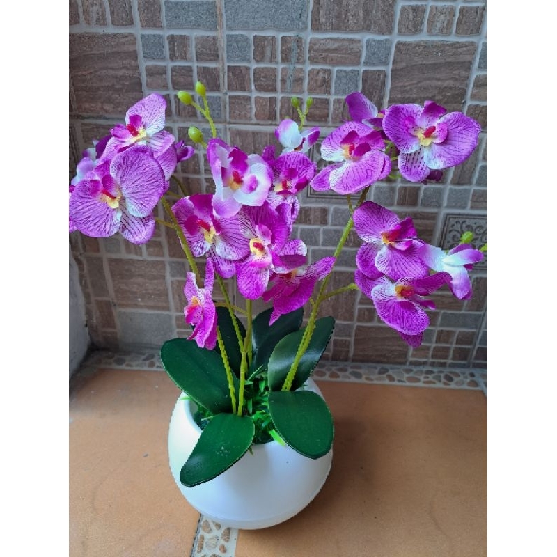 bunga anggrek bulan set pot bola besar bunga arrificial