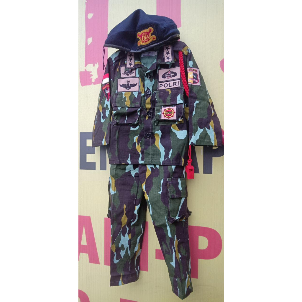 Baju loreng BRIMOB ANAK Kostum  anak Baju seragam PDL LORENG BRIMOB TERLARISS //baju dinas anak FREE