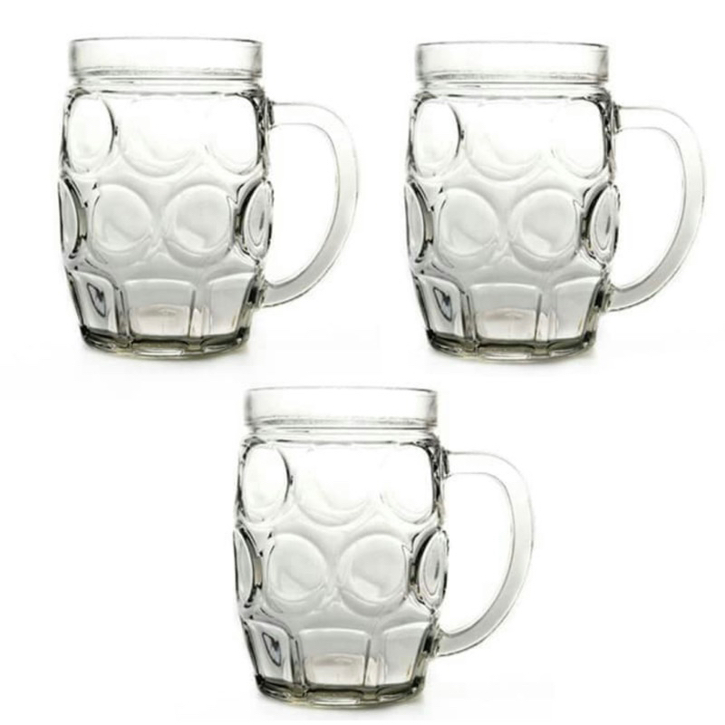 gelas mug kaca bening gagang jumbo / gelas minum jumbo bi3500
