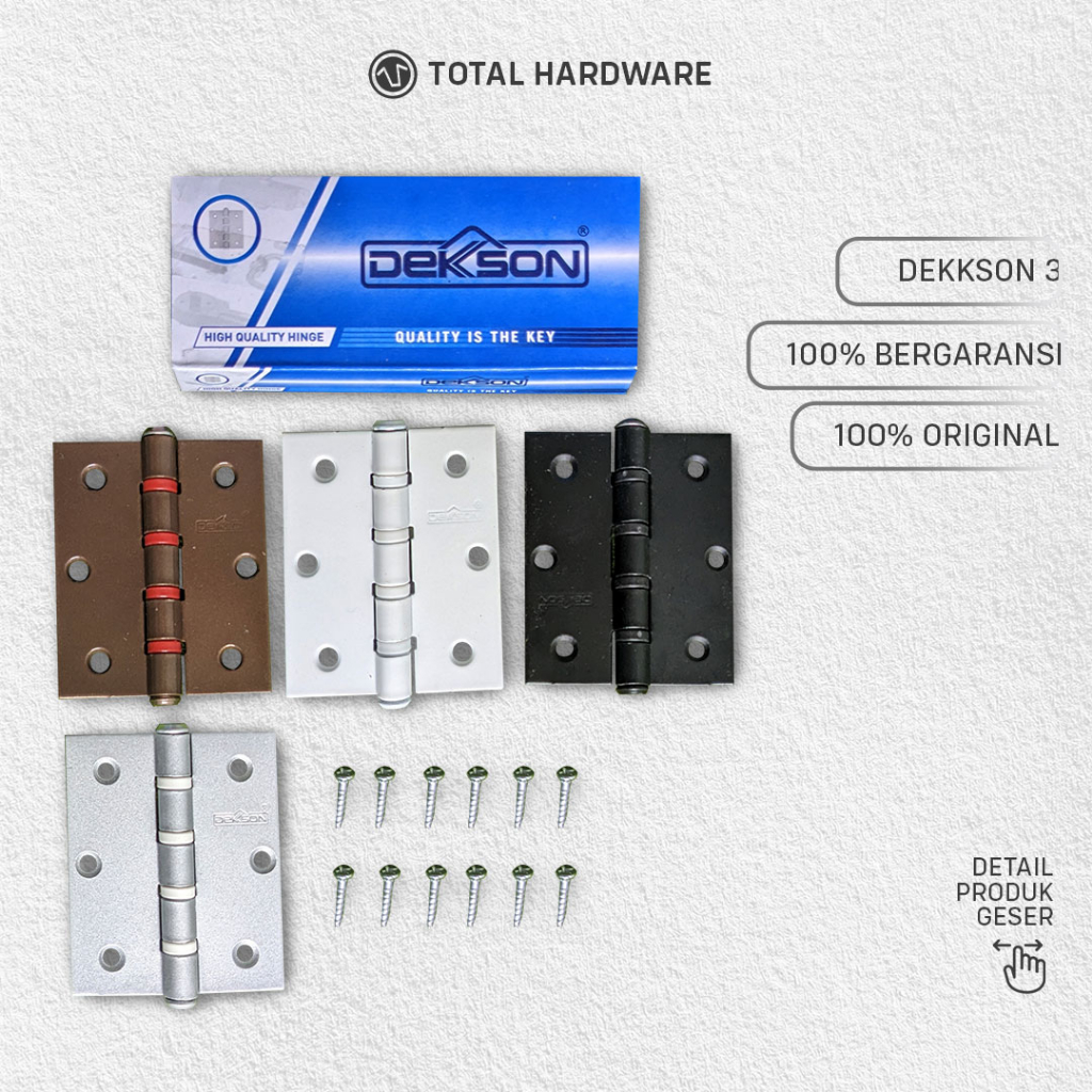 Engsel Plat 3 Inch Pintu Rumah Jendela Kamar Mandi Model Kupu Kupu Aluminium Tebal - DEKKSON Putih H