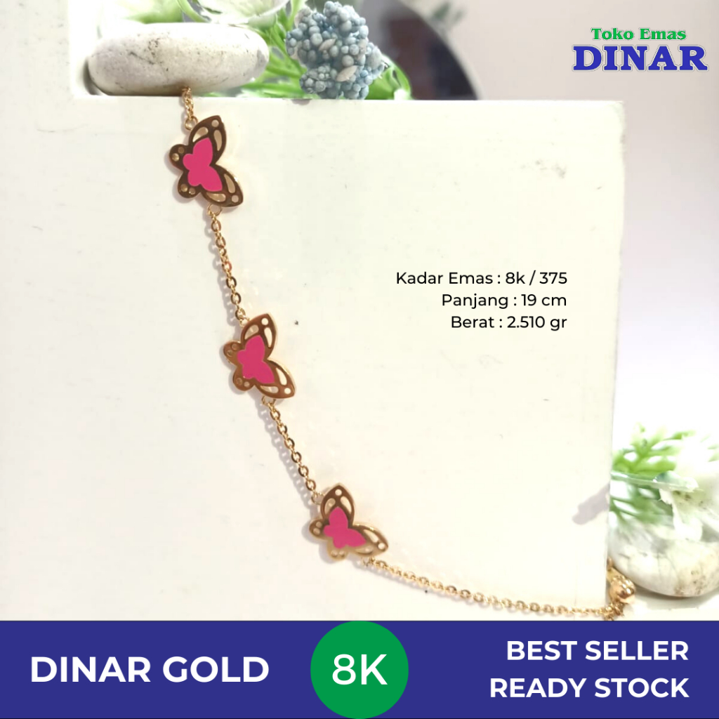 GELANG SIYEM CAT SERUT - EMAS MUDA - KADAR 8K/375
