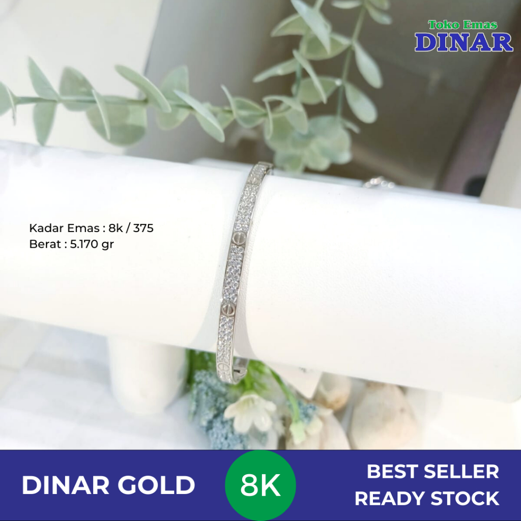 GELANG OVAL BATU AD MODEL PUTIH - EMAS MUDA - KADAR 8K/375