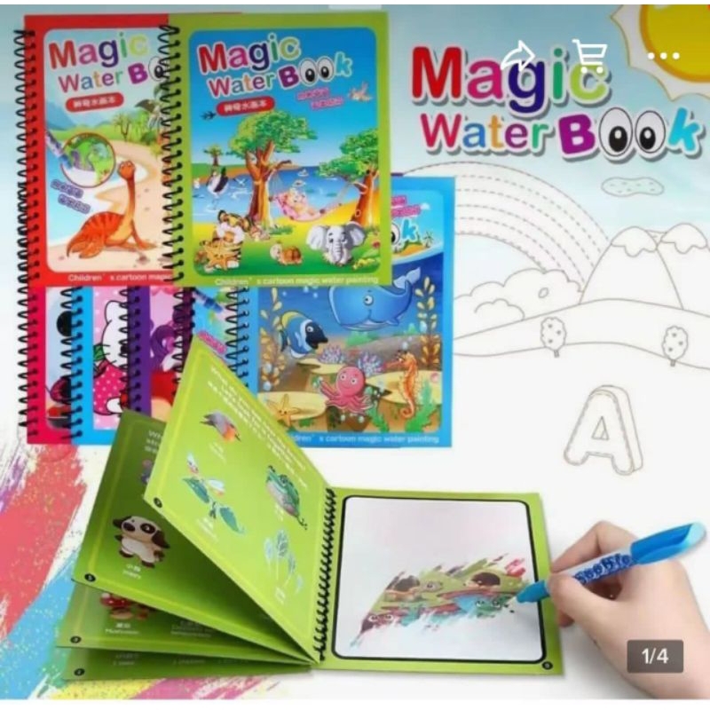 

Magic water book buku gambar mewarnai anak magic watter pen