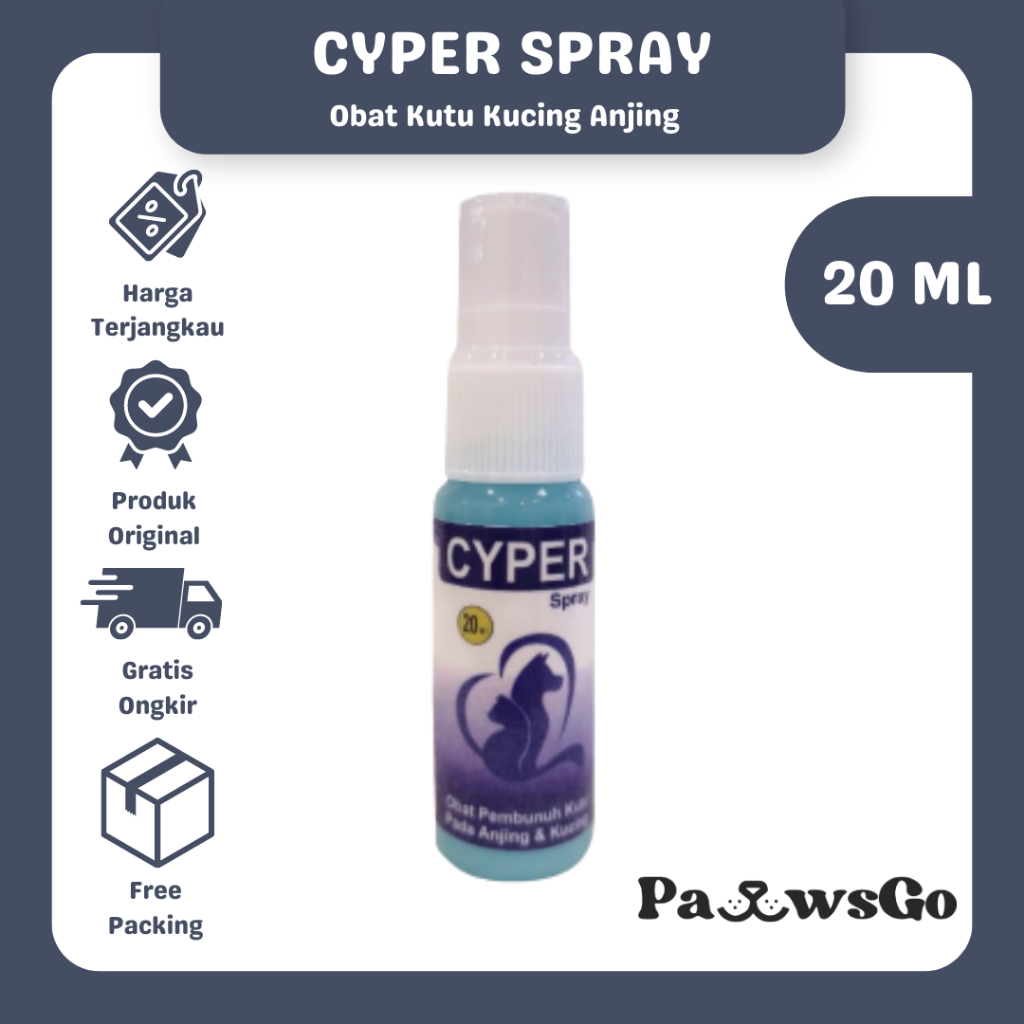 Cyper 20ml - Obat Kutu Kucing Semprot - Obat Kutu Anjing Semprot - Pembasmi Kutu Kucing Anjing - BTM