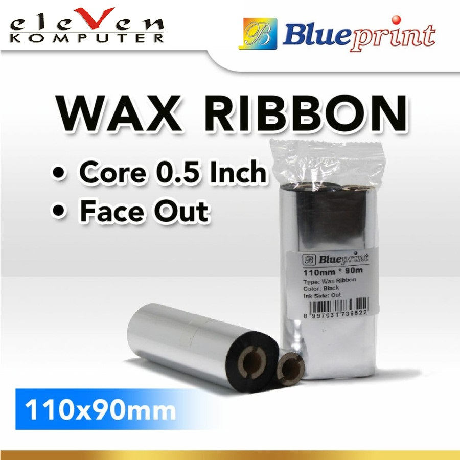 

Ribbon Wax Barcode Label 110 x 90 m Blueprint Thermal Transfer