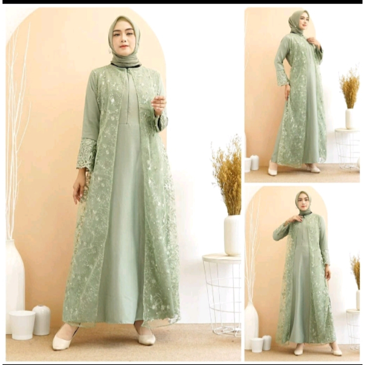gamis brokat kekinian gamis busui tile bordir mutiara HENA,gamis kondangan/cantik elegant