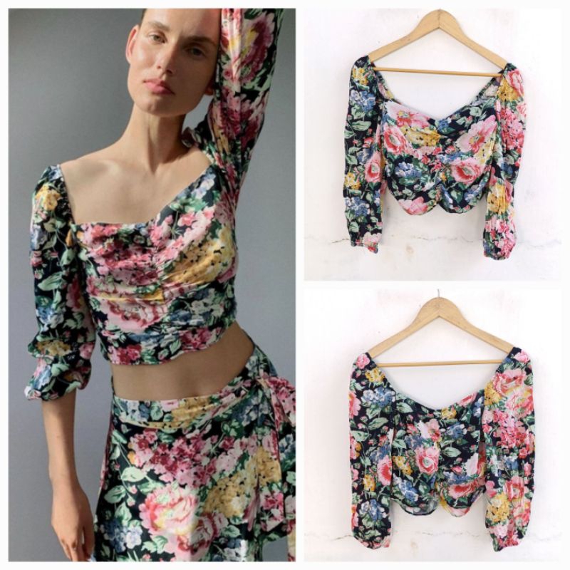 ZARA WOMAN BLOUSE FLOWER PRINR ASLI BARU ORIGINAL