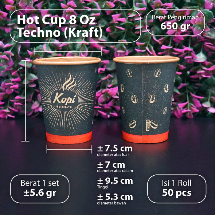 

Gelas Kertas/Paper Cup/Hot Cup Bahan Kraft 8 Oz
