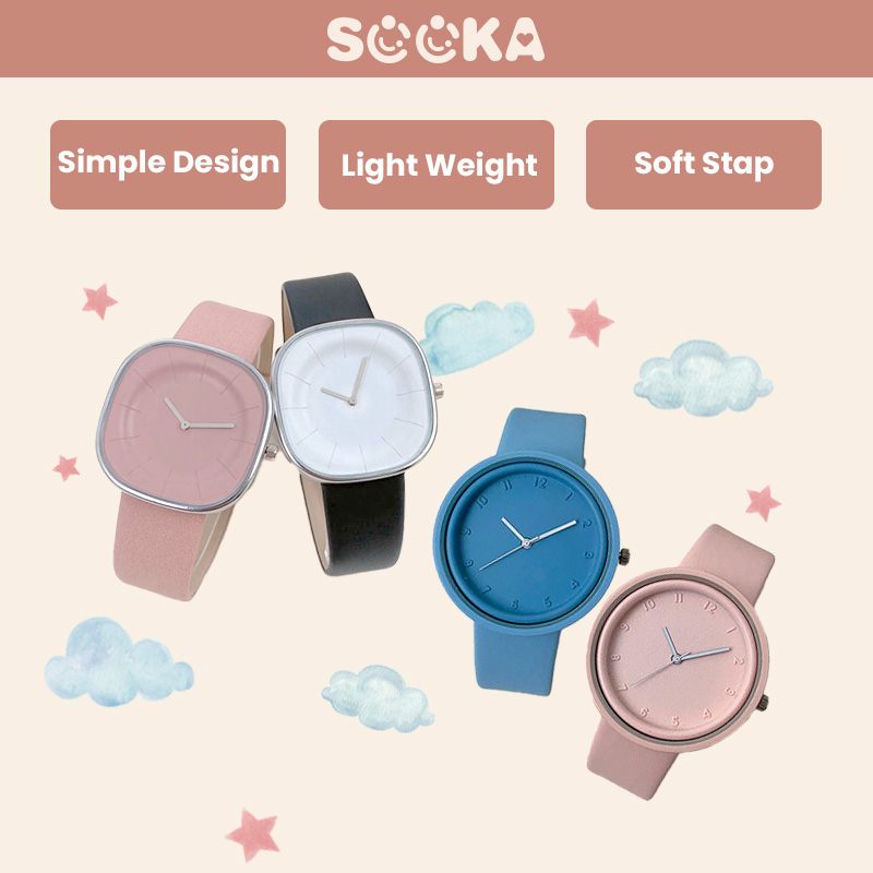 SOOKA Jam Tangan bulat, Jam Tangan Desain Simple Elegan dan Berkelas, Jam Tangan Warna cocok untuk  Wanita, bahan Tali Kulit HL-FAC799