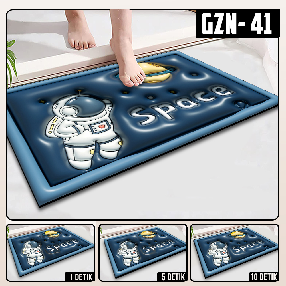 Keset Diatomite 3D Kotak Anti Slip Keset Kamar Mandi Keset Lantai Menyerap Air 3D Karakter Futureworld-GZN-41