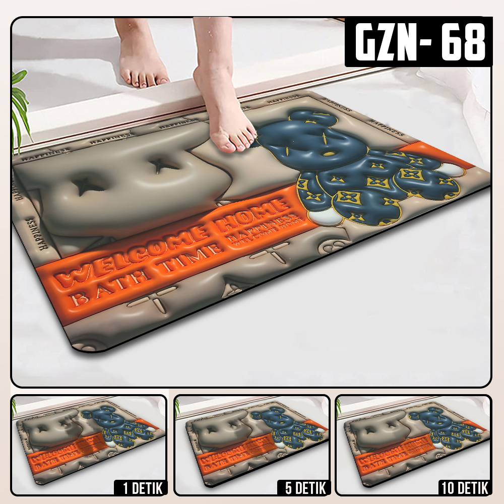 Keset Diatomite 3D Kotak Anti Slip Keset Kamar Mandi Keset Lantai Menyerap Air 3D Karakter Futureworld-GZN-68