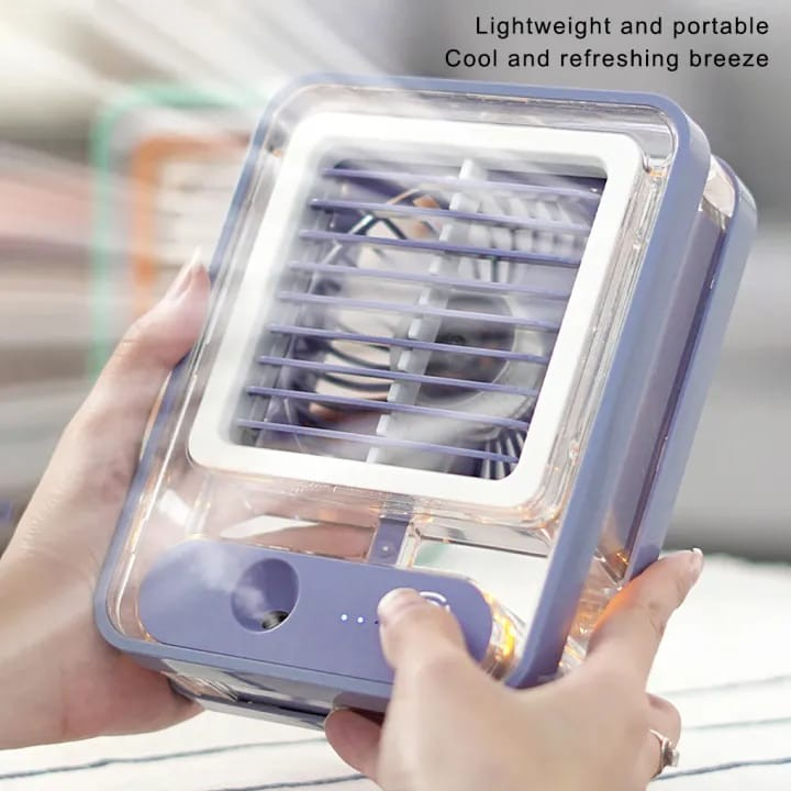 PROMO CUCI GUDANG Kipas Meja Kecil Kipas Ac Mini Portabel Kipas USB Dengan Lampu LED Fan Coller KIpa