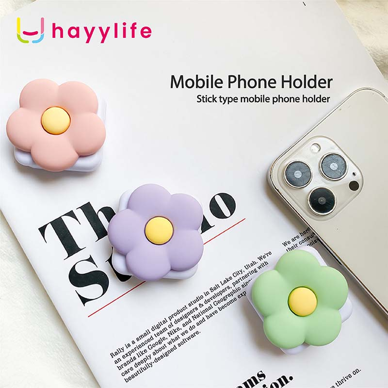 SOOKA Holder Hanphone  berbentuk Bunga  - Holder dudukan handphone berbentuk Bunga dengan cermin dibalik nya dan dapat ditarik, Holder dudukan handphone sebagai desktop portabel yang rekat serta  dilengkapi cermin HL-CAC867