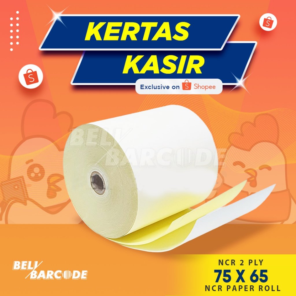 Kertas Struk 2ply NCR 75 x 65 / 75x65 mm / 75x65mm HVS Paper Kasir