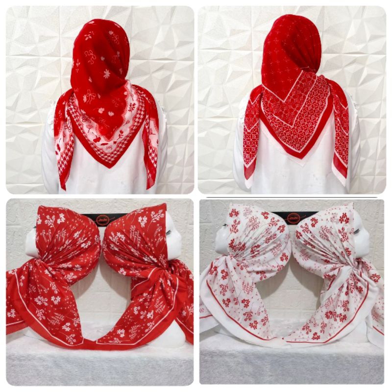 JILBAB MERAH PUTIH / SEGIEMPAT MERAH PUTIH / JILBAB KEMERDEKAAN / SEGIEMPAT VOAL MERAH PUTIH / KERID