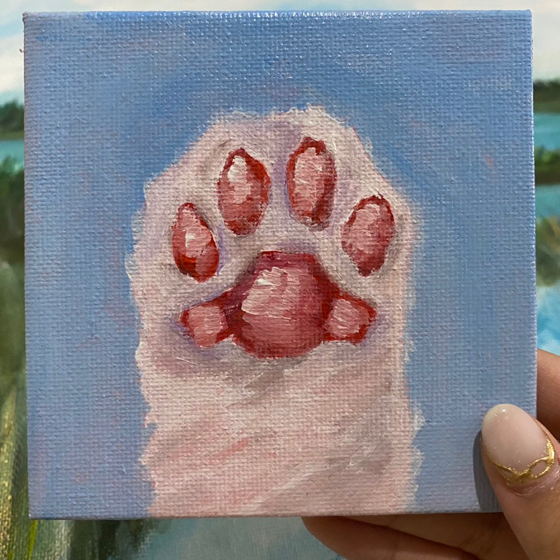 

HAND PAINTED CAT PAW WITH ACRYLIC ON PANEL CANVAS (10x10cm) Pajangan/Hadiah