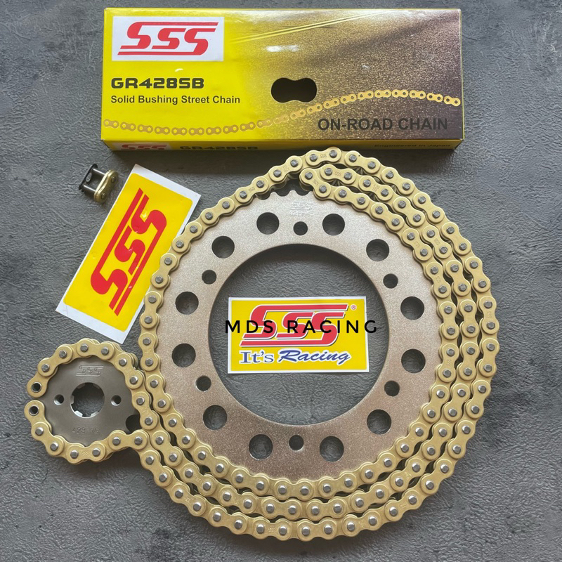 Gear Set Gir set SSS ORIGINAL 428 R15V3/V4 - VixionR155 - XSR155 - MT15 Rantai Gold SSS 428SB 130L