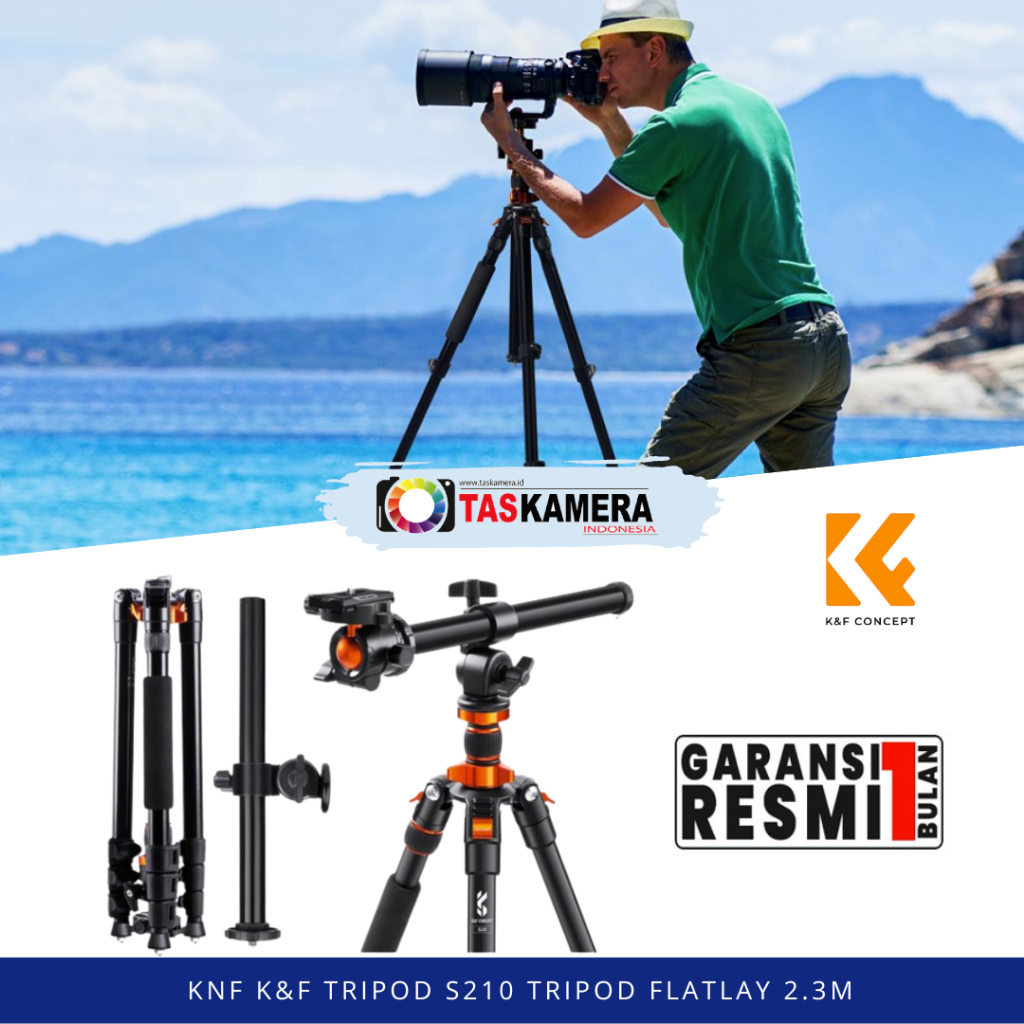 KNF K&F Tripod S210 Aluminium Travel Tripod Flatlay 2.3m Tripod