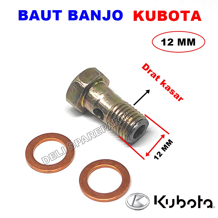 Baut minyak banjo baut 12mm kubota drat kasar yanmar mitsubishi