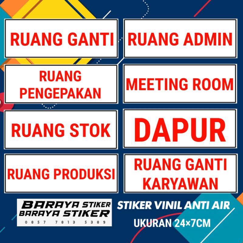 

Stiker Sign Tulisan Ruang produksi/admin/stok stiker sign kantor/pabrik stiker