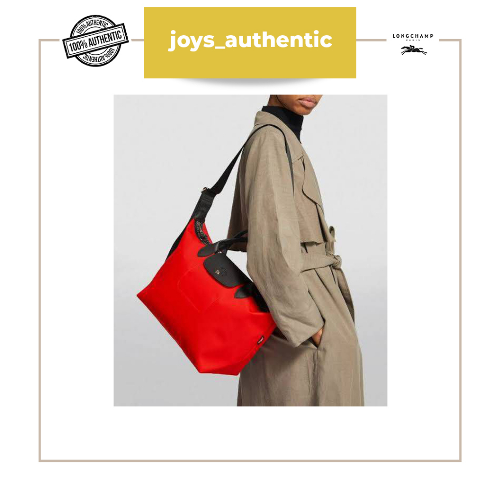 Tas wanita Longchamp Le Pliage Energy Top Handle medium Canvas Bag poppy merah red woman bag authent