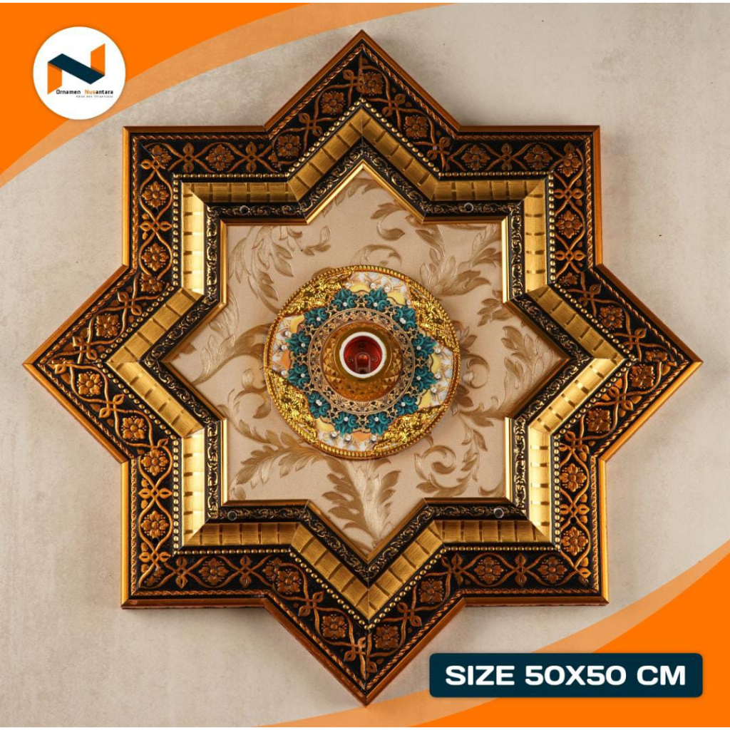 Ornamen lampu Plafon PVC / gypsum GB 01 model terbaru Ukuran 50x50 CM Bahan Premium