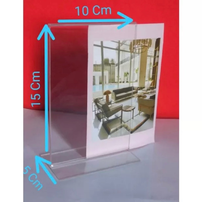 

akrilik bening A6 potrait model T uk 15x10cm teba 2mm