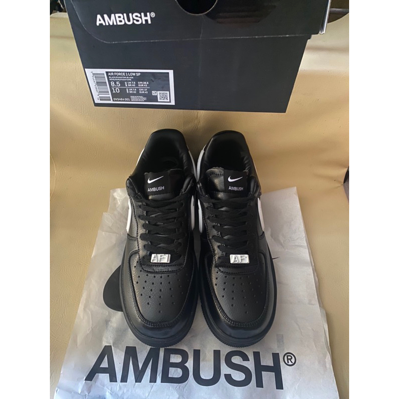Nike af1 aiforce 1 ambush black phantom + box size 42/26.5 tetera no seri di sepatu belakang barcode