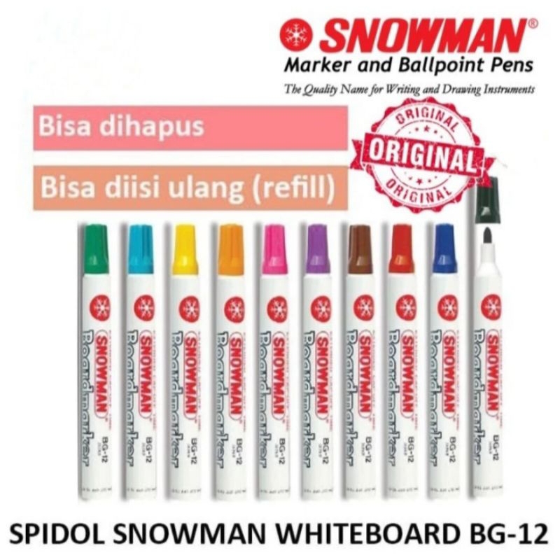 

Spidol Whiteboard Snowman Warna Hitam Biru Merah Hijau Spidol Papan Tulis