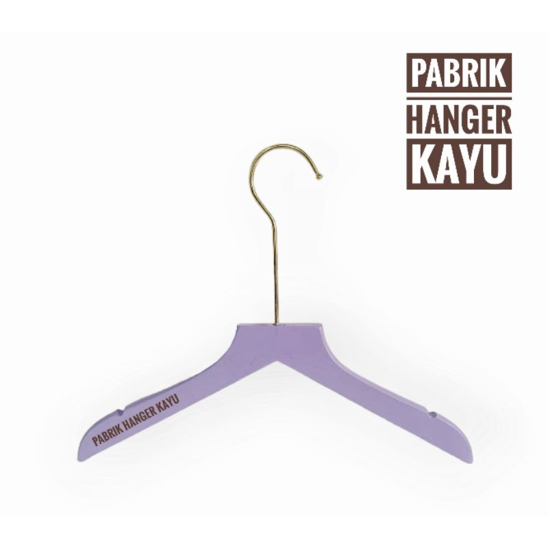 HANGER ANAK KAYU KEPALA LURUS UNGU HOOK GOLD