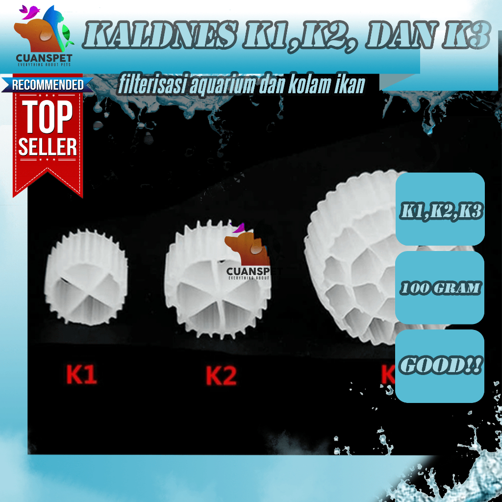 MEDIA FILTER KALDNESS K1 K2 K3 500 GRAM K1 k2 k3 RUMAH BAKTERI AQUARIUM KOLAM