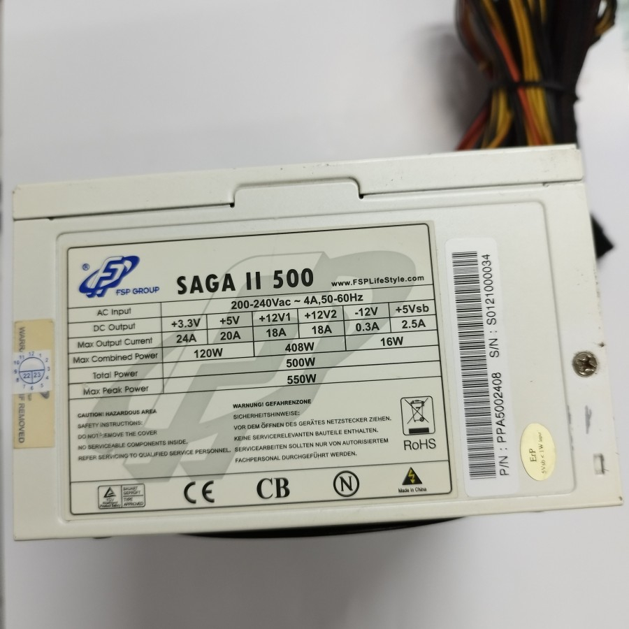 PSU FSP SAGA II 500W WHITE (BEKAS)