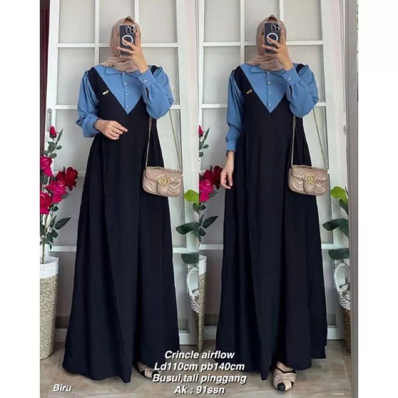 gamis warna denim