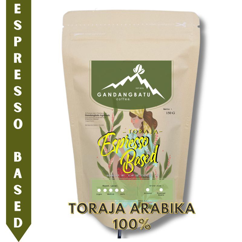 

Kopi Arabika Toraja Gandang batu Espresso Based kemasan 200 gram
